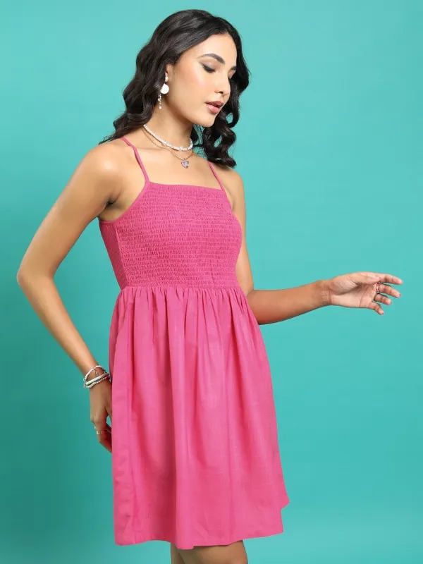 Solid Fit And Flare Dress