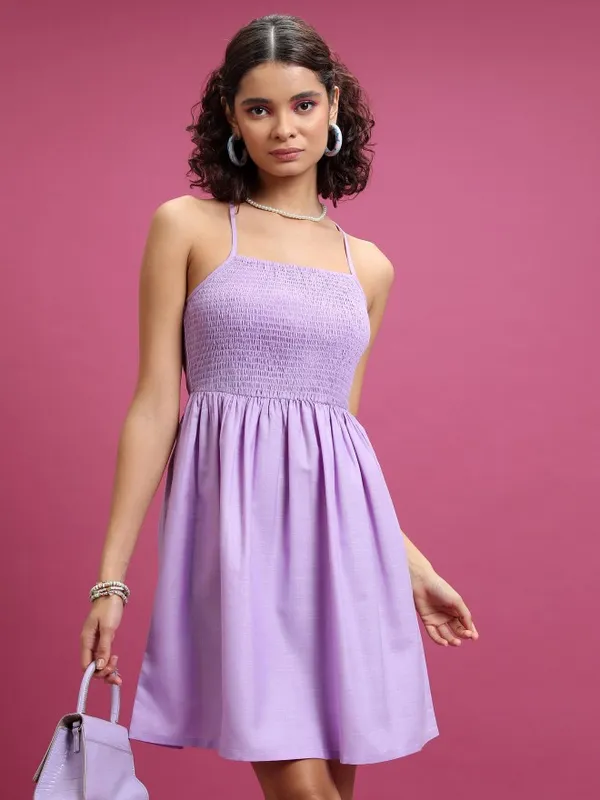 Solid A-Line Dress