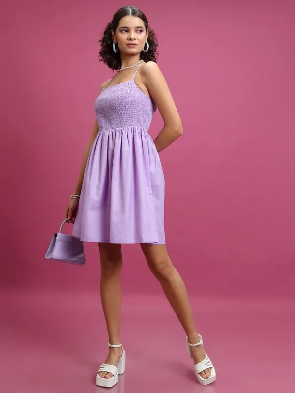 Solid A-Line Dress