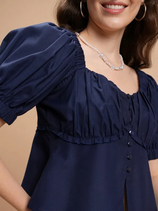 Solid Peplum Top