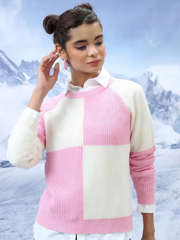  Tokyo Talkies Women Pink Round Neck Sweaters