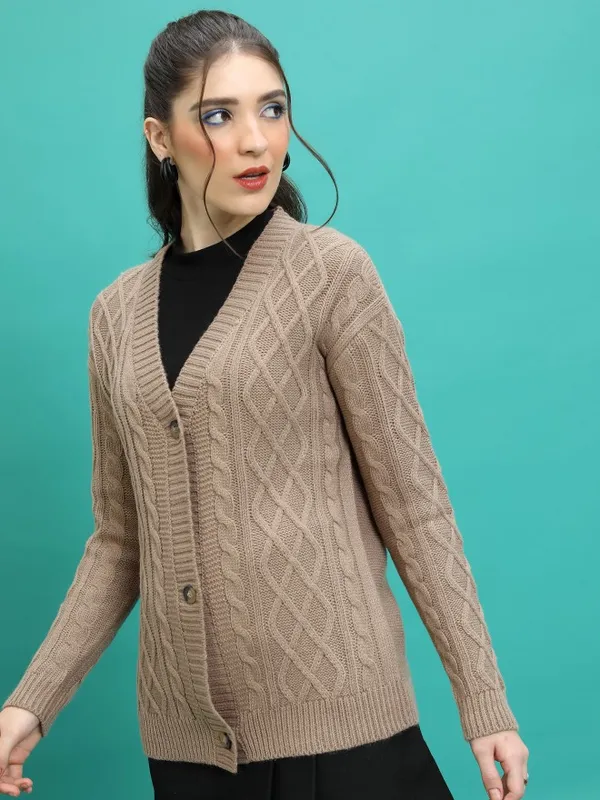  Tokyo Talkies Women Brown Round Neck Sweaters