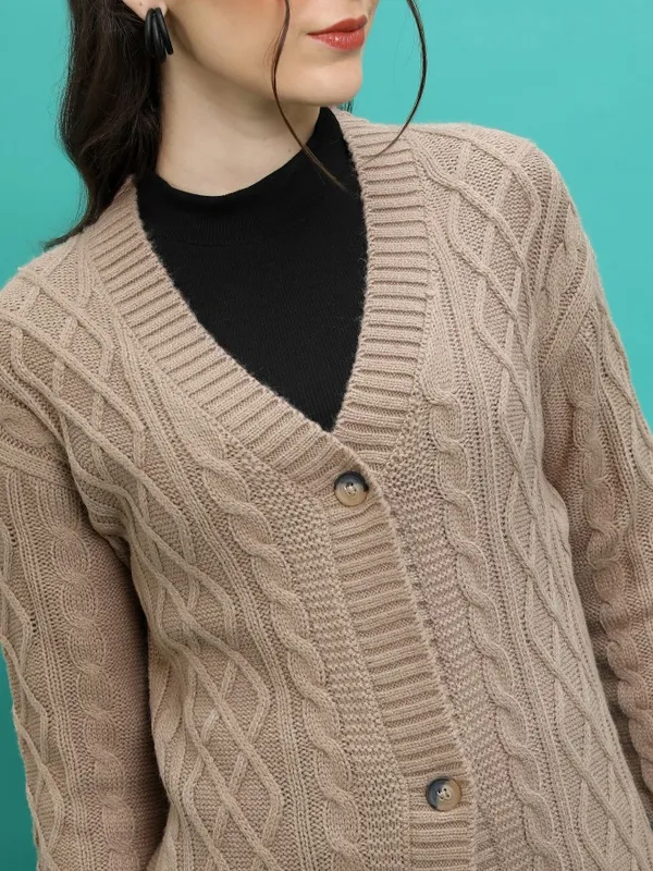  Tokyo Talkies Women Brown Round Neck Sweaters