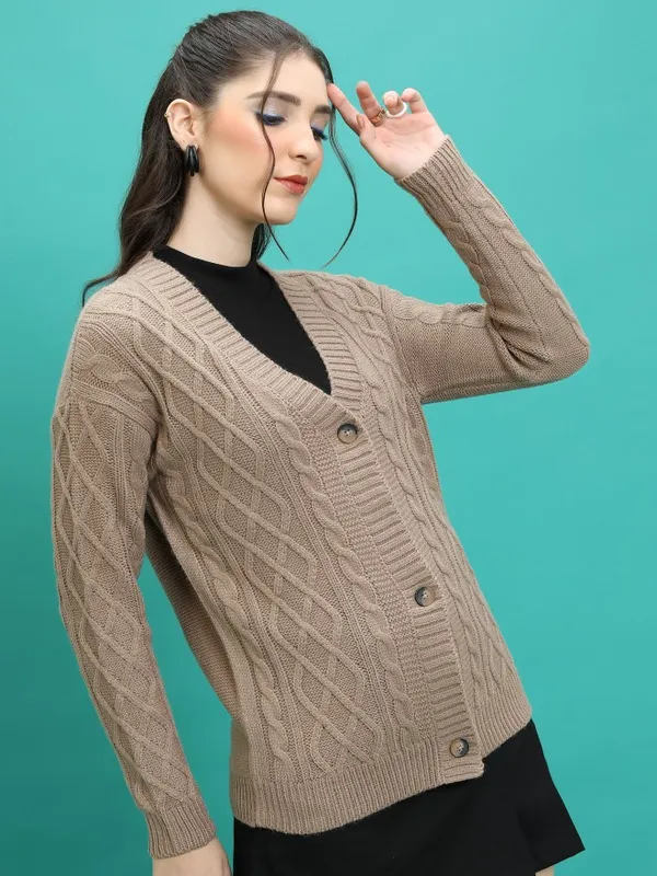  Tokyo Talkies Women Brown Round Neck Sweaters