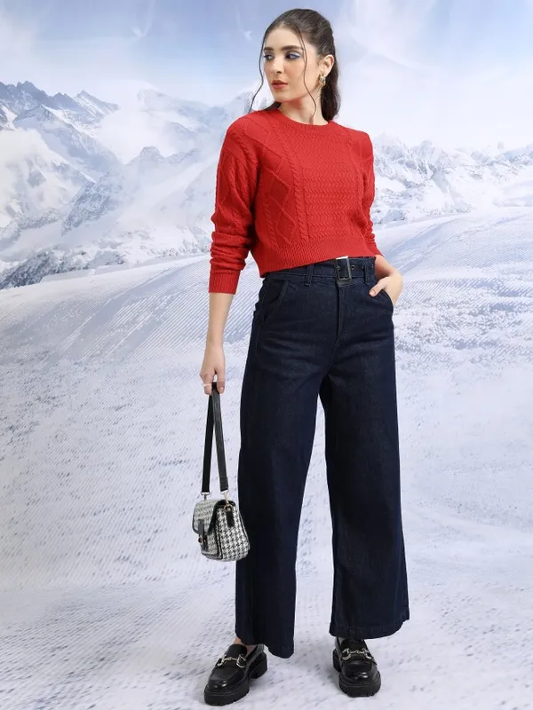  Tokyo Talkies Women Red Round Neck Sweaters