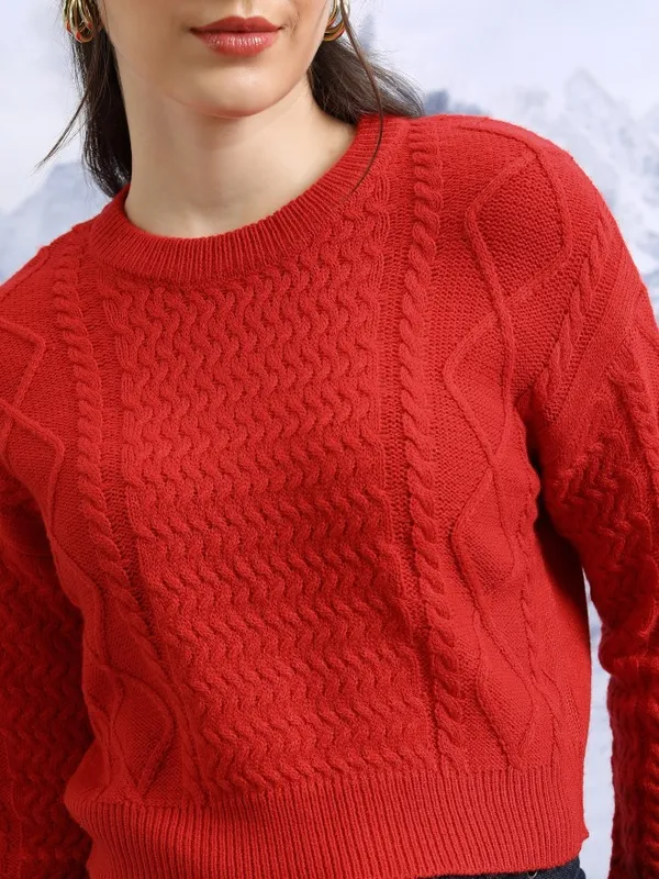  Tokyo Talkies Women Red Round Neck Sweaters