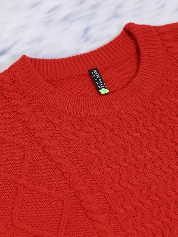  Tokyo Talkies Women Red Round Neck Sweaters