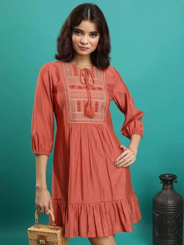 Embroidered A-Line Dress