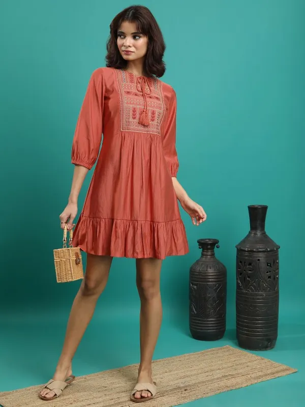 Embroidered A-Line Dress