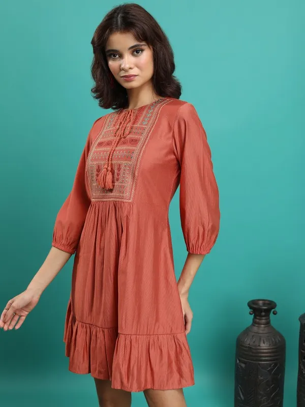 Embroidered A-Line Dress