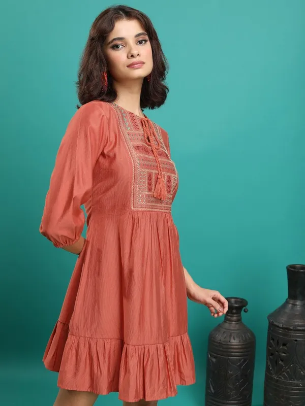 Embroidered A-Line Dress