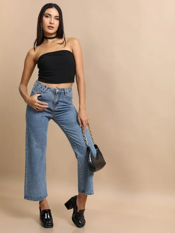  Tokyo Talkies Women Black Solid Tube Tops