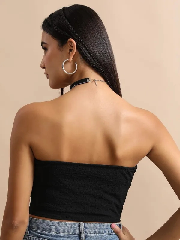  Tokyo Talkies Women Black Solid Tube Tops