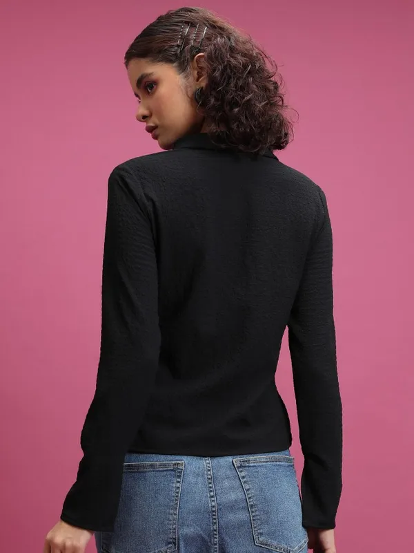  Tokyo Talkies Women Black Solid Casual Shirts