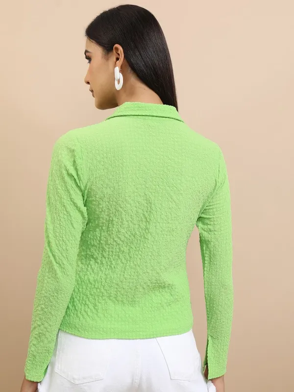  Tokyo Talkies Women Green Solid Casual Shirts