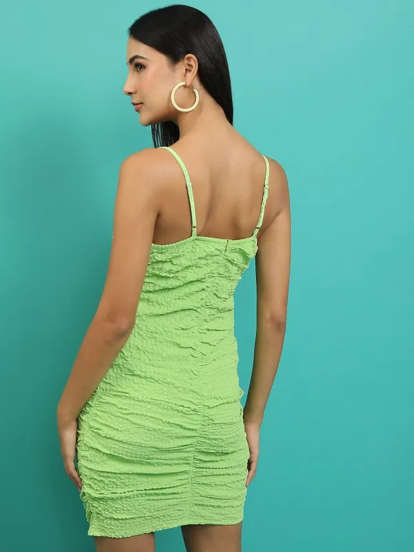  Tokyo Talkies Women Green Self Design Bodycon Dresses