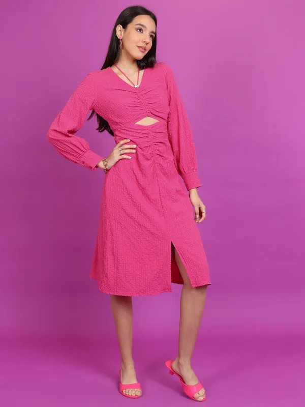 Tokyo Talkies Women Pink Solid Maxi Dress