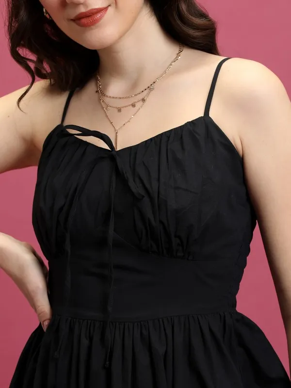 Solid Fit And Flare Dress