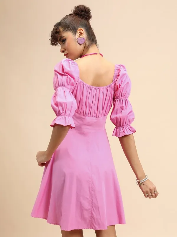 Solid Fit And Flare Dress