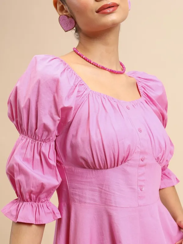 Solid Fit And Flare Dress