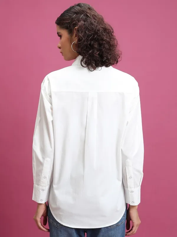  Tokyo Talkies Women White Solid Casual Shirts