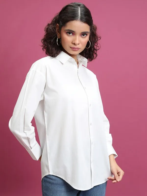  Tokyo Talkies Women White Solid Casual Shirts