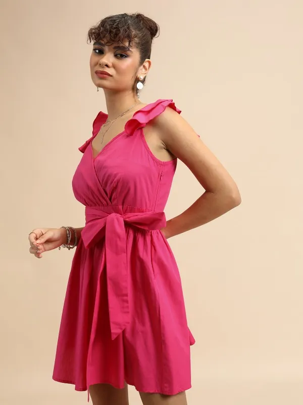 Solid Wrap Dress