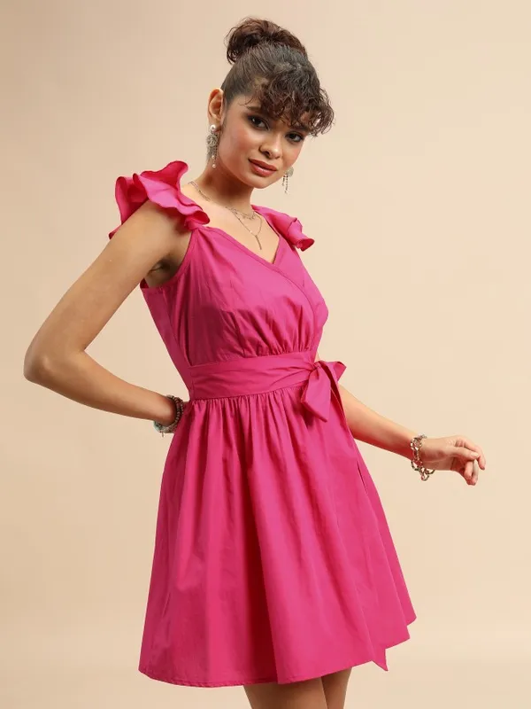 Solid Wrap Dress
