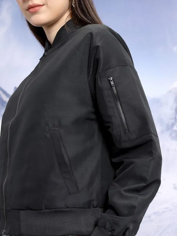  Tokyo Talkies Women Black Bomber Jackets