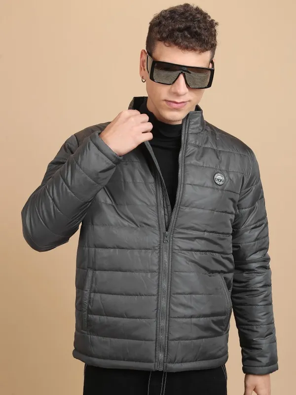 Highlander Men Grey Solid Puffer Jacket