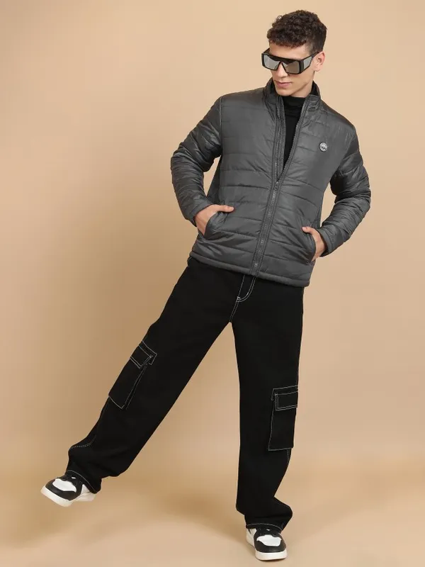 Highlander Men Grey Solid Puffer Jacket