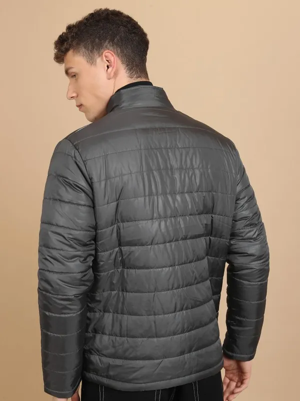 Highlander Men Grey Solid Puffer Jacket