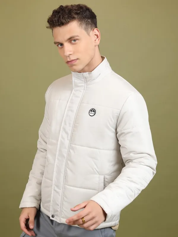 Highlander Men Grey Solid Padded Jacket