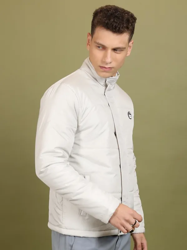 Highlander Men Grey Solid Padded Jacket