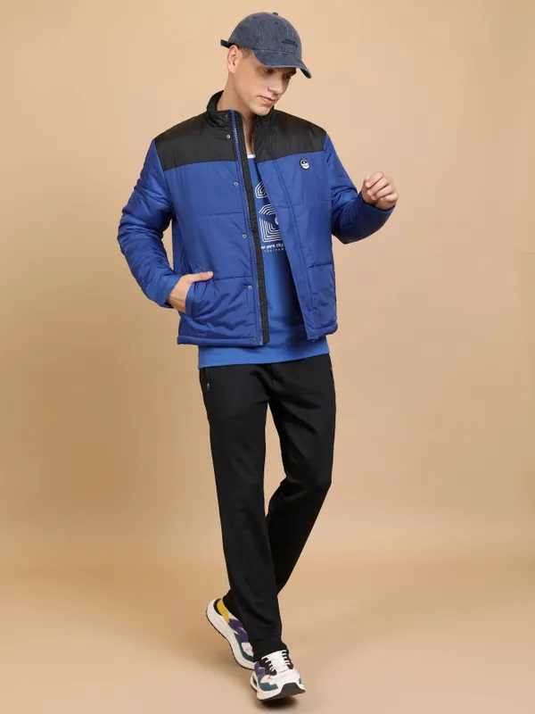 Highlander Men Blue Solid Padded Jacket