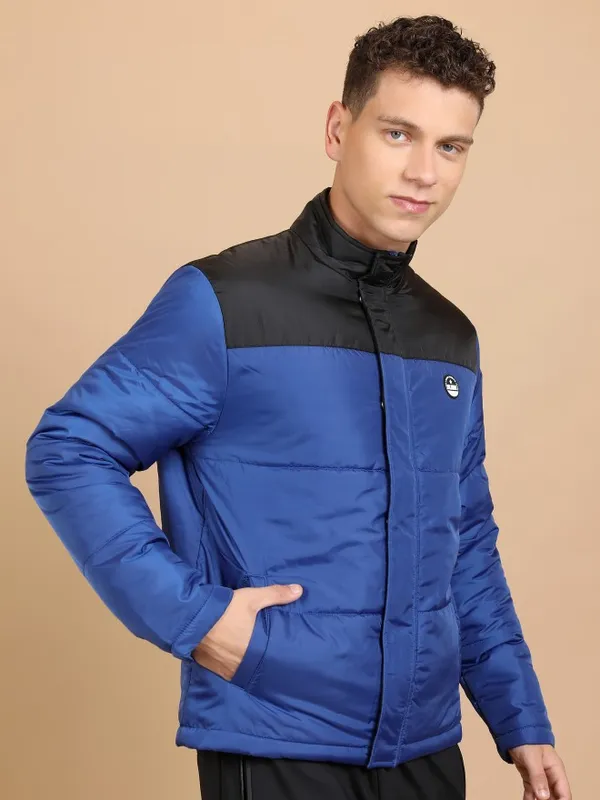 Highlander Men Blue Solid Padded Jacket