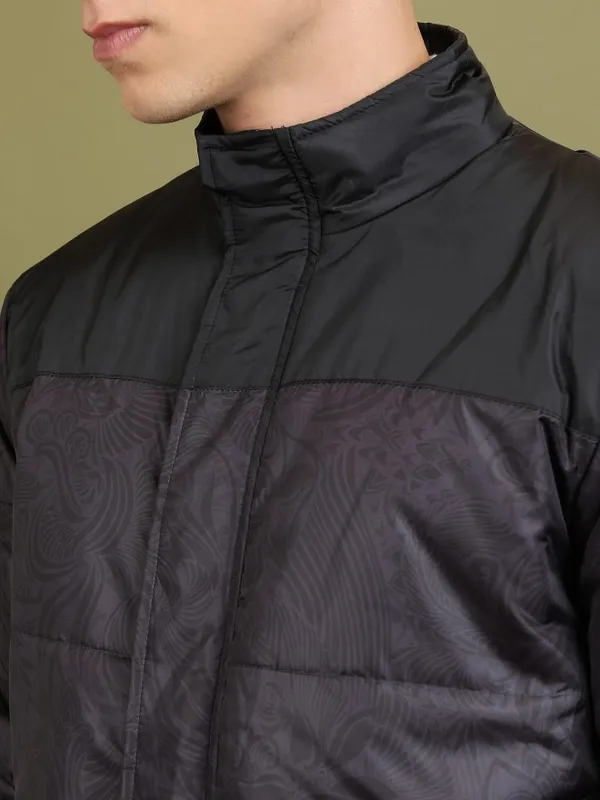  Highlander Men Grey Solid Padded Jacket Jackets