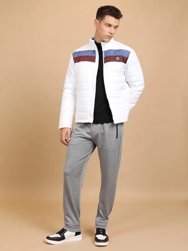 Highlander Men White Solid Padded Jacket