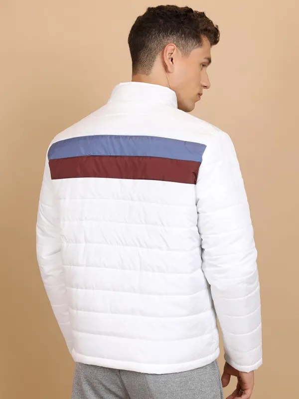 Highlander Men White Solid Padded Jacket