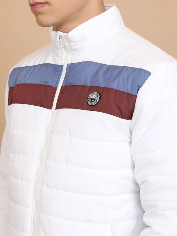 Highlander Men White Solid Padded Jacket