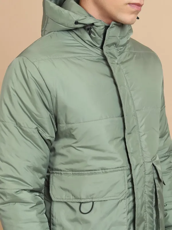 Highlander Men Olive Solid Puffer Jacket