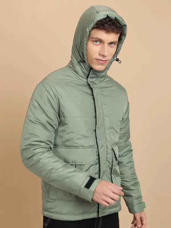 Highlander Men Olive Solid Puffer Jacket