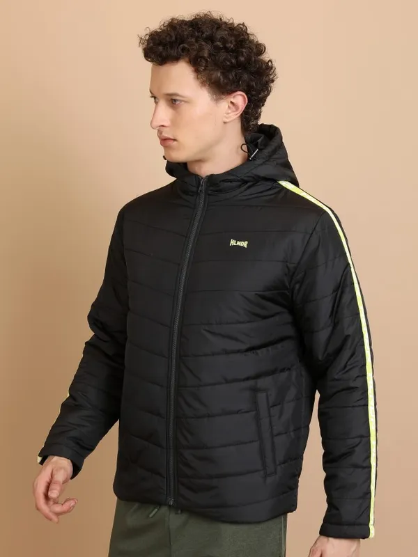  Highlander Men Black Solid Padded Jacket Jackets