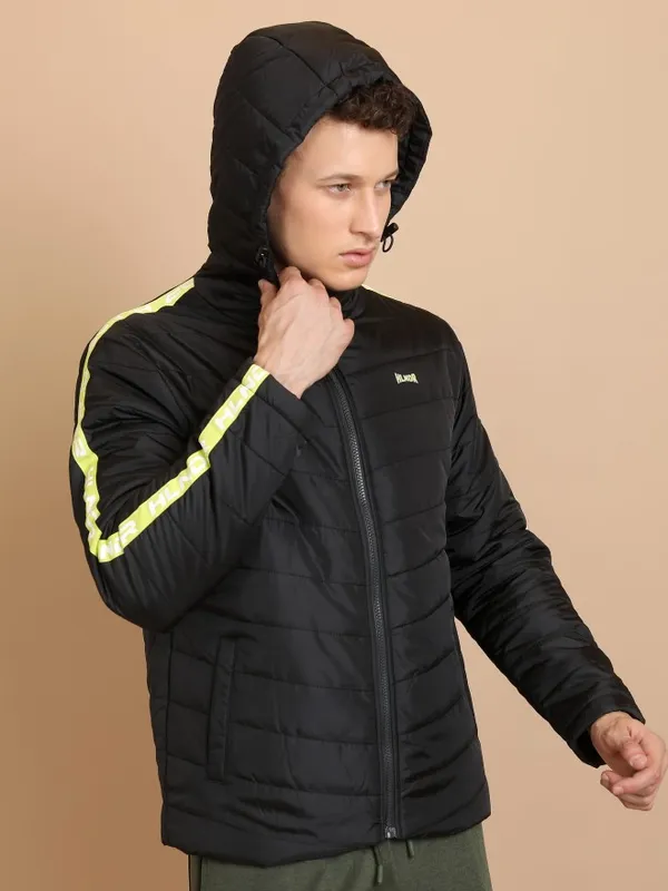  Highlander Men Black Solid Padded Jacket Jackets