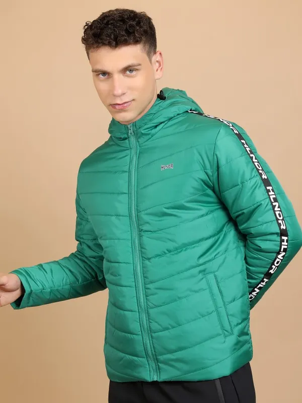 Highlander Men Green Solid Padded Jacket