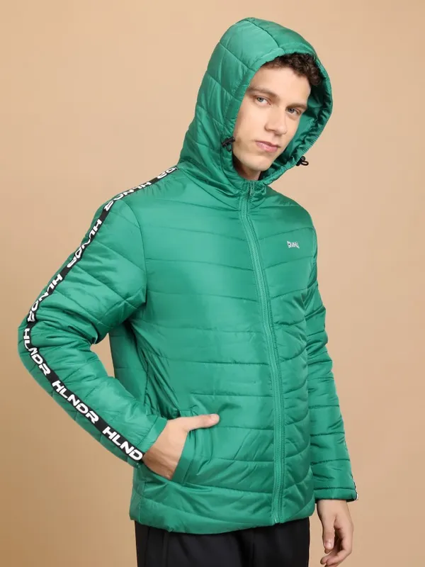 Highlander Men Green Solid Padded Jacket