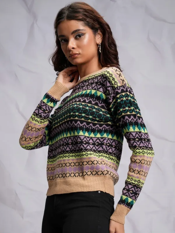 Tokyo Talkies Women Multi Round Neck Sweaters