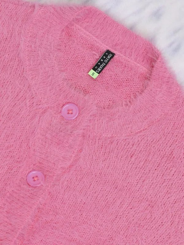 Tokyo Talkies Women Pink Round Neck Sweater