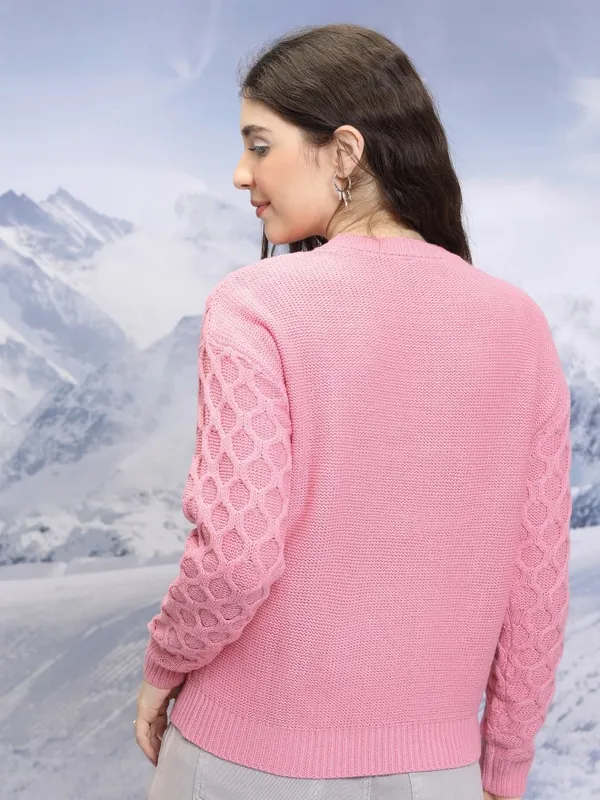  Tokyo Talkies Women Pink Round Neck Sweaters