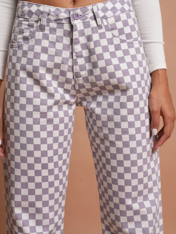 Tokyo Talkies Women Lavender Printed Flared Casual Trouser